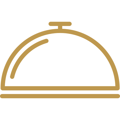 cloche de service dorée stylisée, symbole Nock Thai Limoux restaurant moderne,