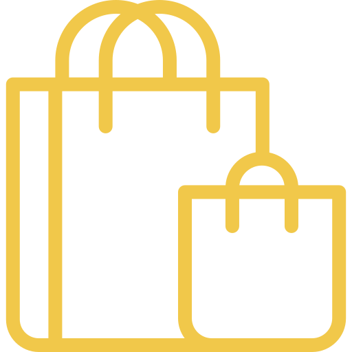 Sacs stylisés jaunes illustrant l'expérience shopping chez Nock Thai à Limoux,